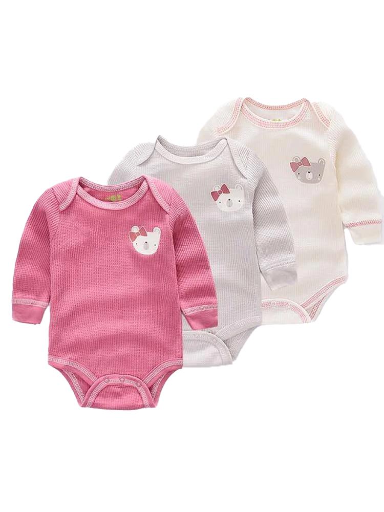 Baby Grow Triple Pack - Long Sleeve Pinks Bodysuit 3 Pack 