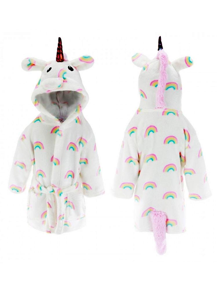 Rainbow Unicorn Soft Touch Hooded Dressing Gown - 6 Months to 2 Years 