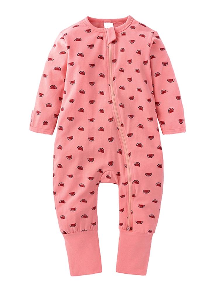 Pink Watermelons Baby Zip Sleepsuit with Hand &amp; Feet Cuffs | Style My Kid