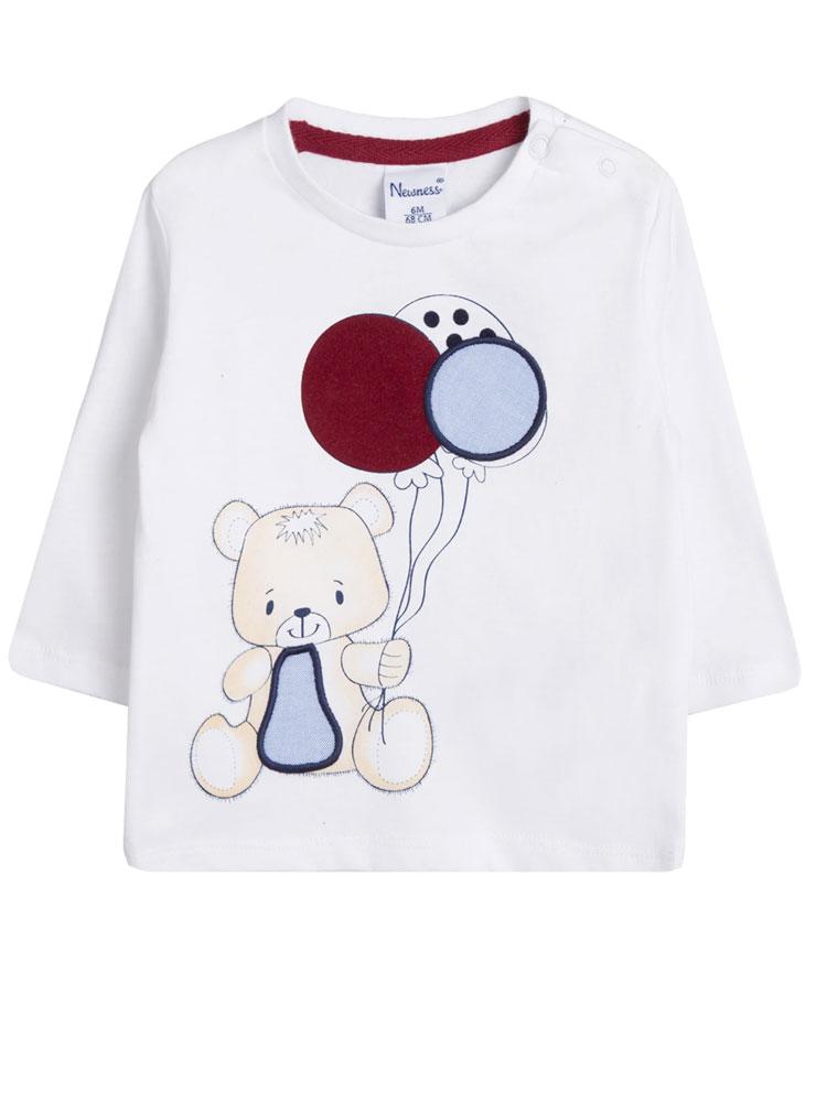 Bear Bear Balloon Long Sleeve White Top