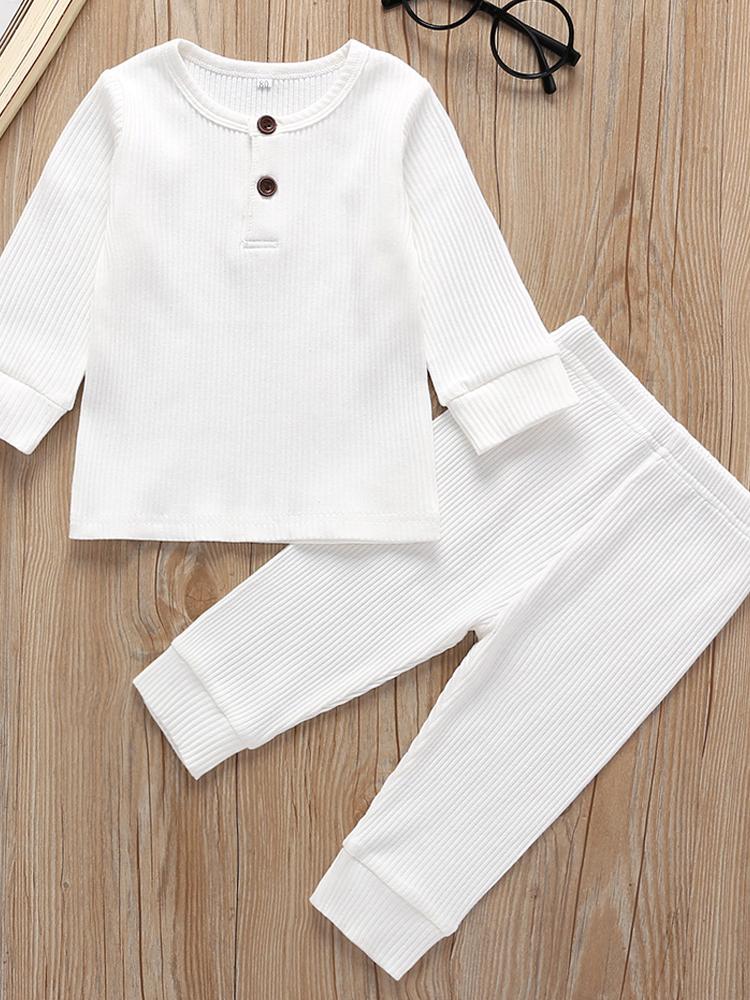 Girls White Matching 2 Piece Ribbed Top & Bottoms Outfit | Style My Kid