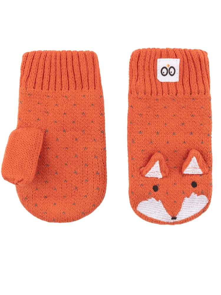 Baby Toddlers Fox Knitted Mittens - Findley the Fox 6-24m-Zoocchini 