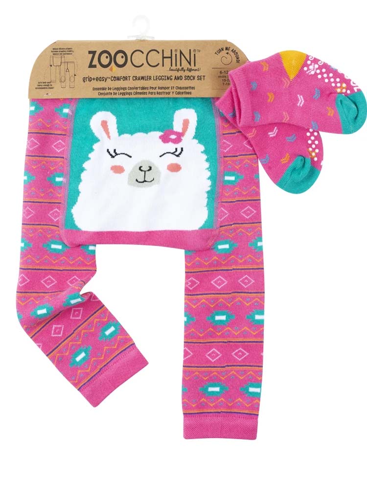 Zoocchini Laney the Llama Crawler Leggings & Socks Set | Style My Kid, 6-12M
