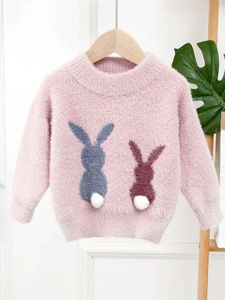 Girls Angora Bunnies Jumper - PINK | Style My Kid