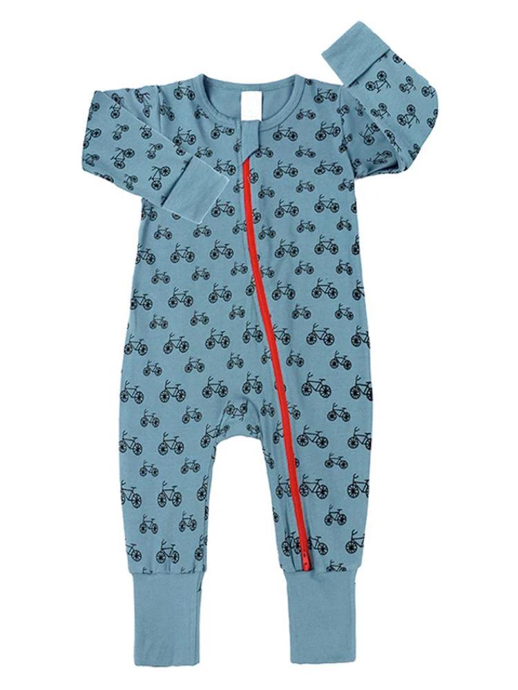 Blue Bikes Zippy Baby Sleepsuit Playsuit with Feet Cuffs | Style My Kid