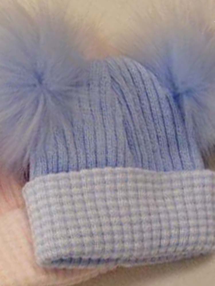 Double Pom Pom Baby Hat - 0-3 Months