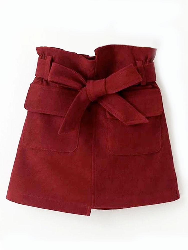 Girls Burgandy Bow Skirt 