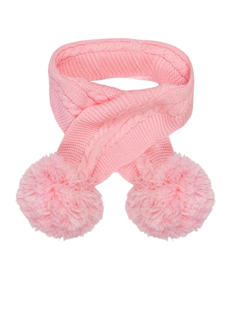 Dusky Pink Baby and Toddler Cable Knit Scarf with Pom Poms - 3-24 Months | Style My Kid