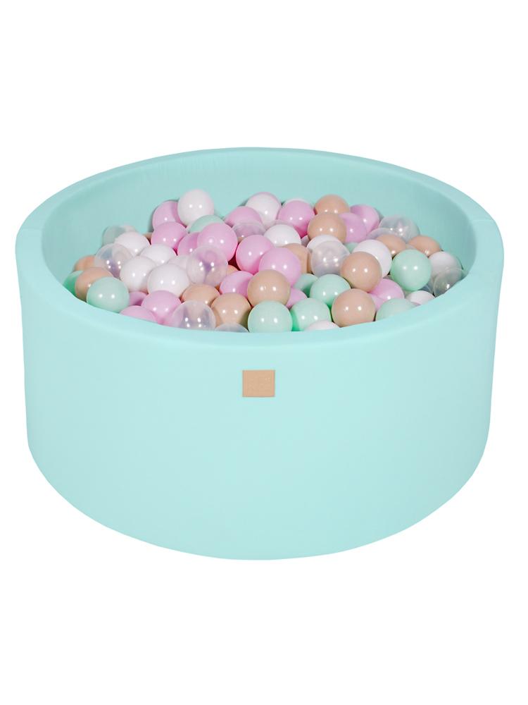 MeowBaby - Blue Round Foam Ball Pit Set with 250 Balls - Kids Ball Pool - 90cm Diameter - Cupcake | Style My Kid