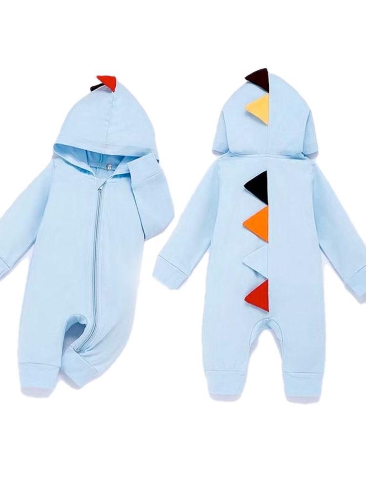 Light Blue Dinosaur Hooded Onesie with Coloured Spikes | Style My Kid