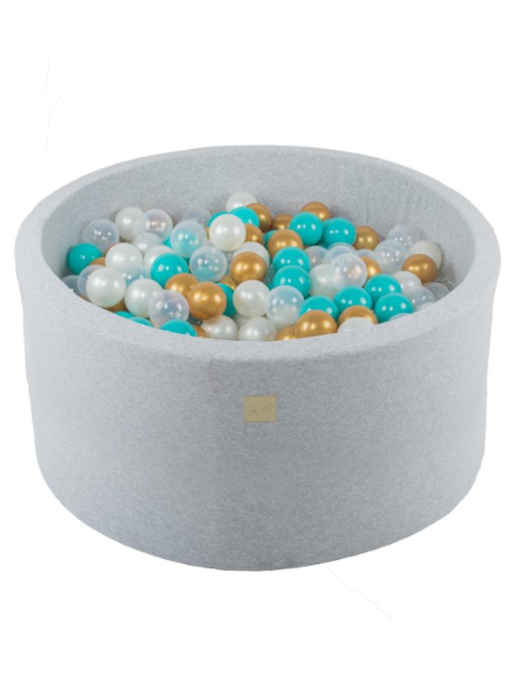 MeowBaby Grey Round Foam Ball Pit Set with 250 Balls - Kids Ball Pool - 90cm Diameter - Dreams | Style My Kid