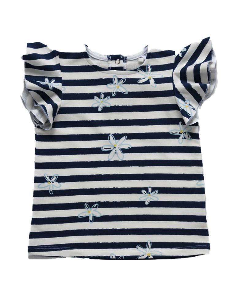 Girls and Striped Top with Flower Frills 2-3Y