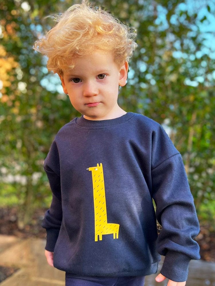 Spotty Giraffe Navy Blue Sweatshirt | Style My Kid