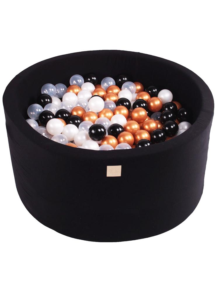 MeowBaby Black Round Foam Ball Pit Set with 250 Balls - Kids Ball Pool - 90cm Diameter - Glamour | Style My Kid