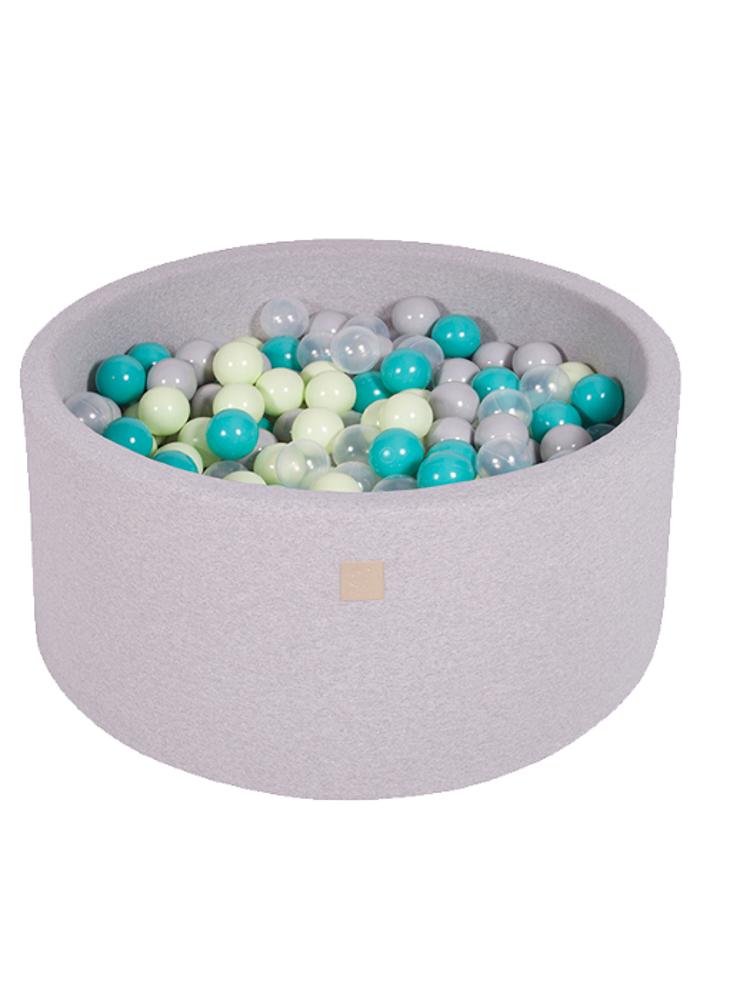 MeowBaby - Jungle - Grey Round Foam Ball Pit Set with 250 Balls - Kids Ball Pool - 90cm Diameter | Style My Kid