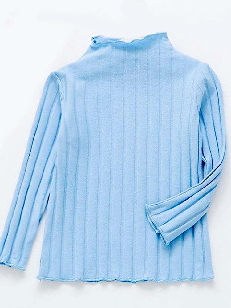 Light Blue Ribbed Long Sleeve Girls Top | Style My Kid