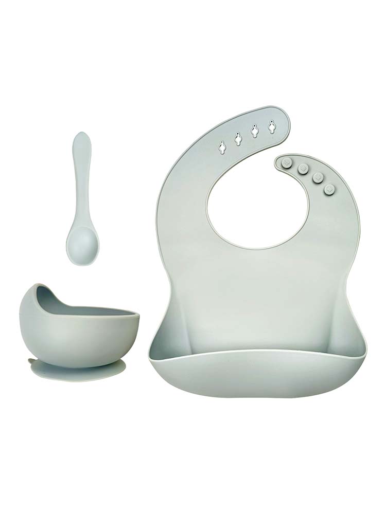 LIGHT - Silicone Baby Bib Food Bowl and Spoon 