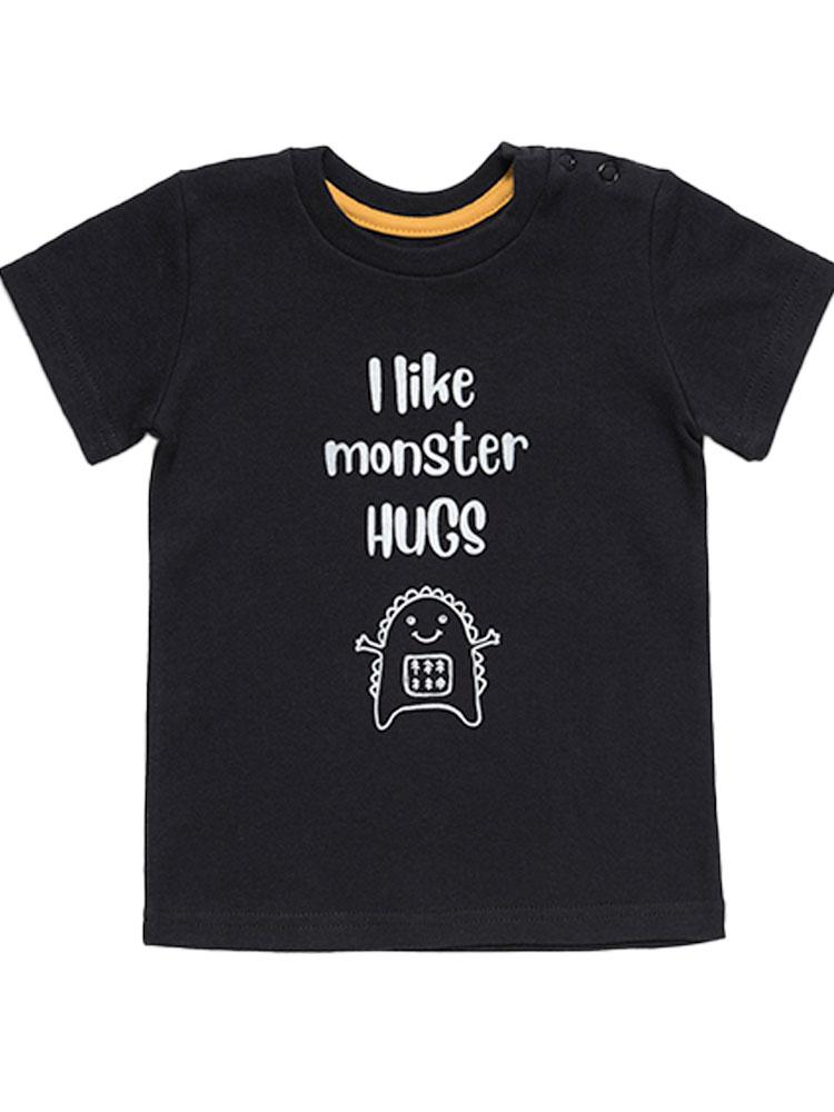Boys Black T Shirt - I Like Monster Hugs| Style My Kid