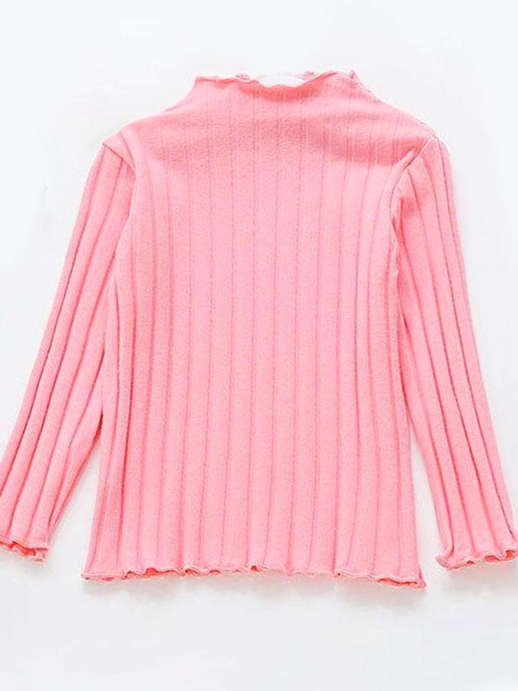 Pink Ribbed Long Sleeve Girls Top | Style My Kid