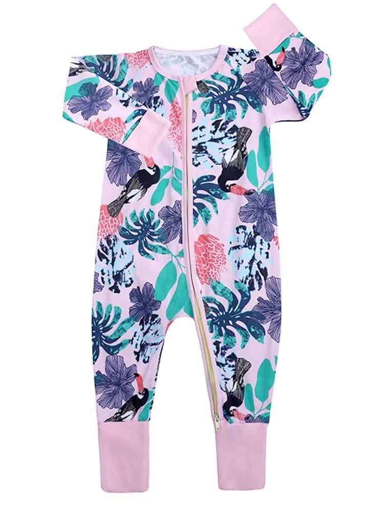 Pink Toucan Foreset - Pink Zippy Baby Sleepsuit with Hand & Feet Cuffs | Style My Kid