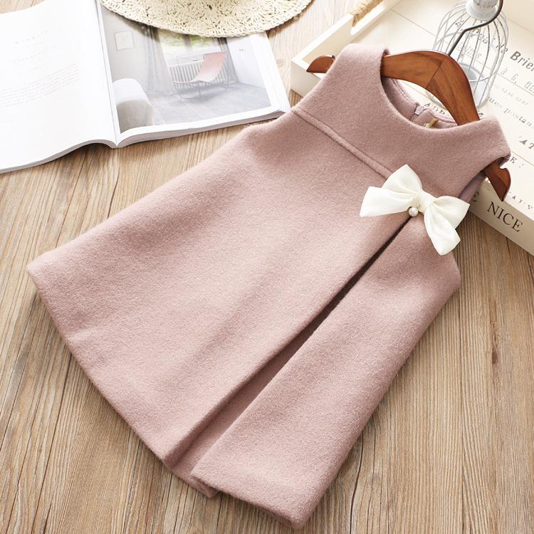 Dusky Pink Bow Girls Pink Dress