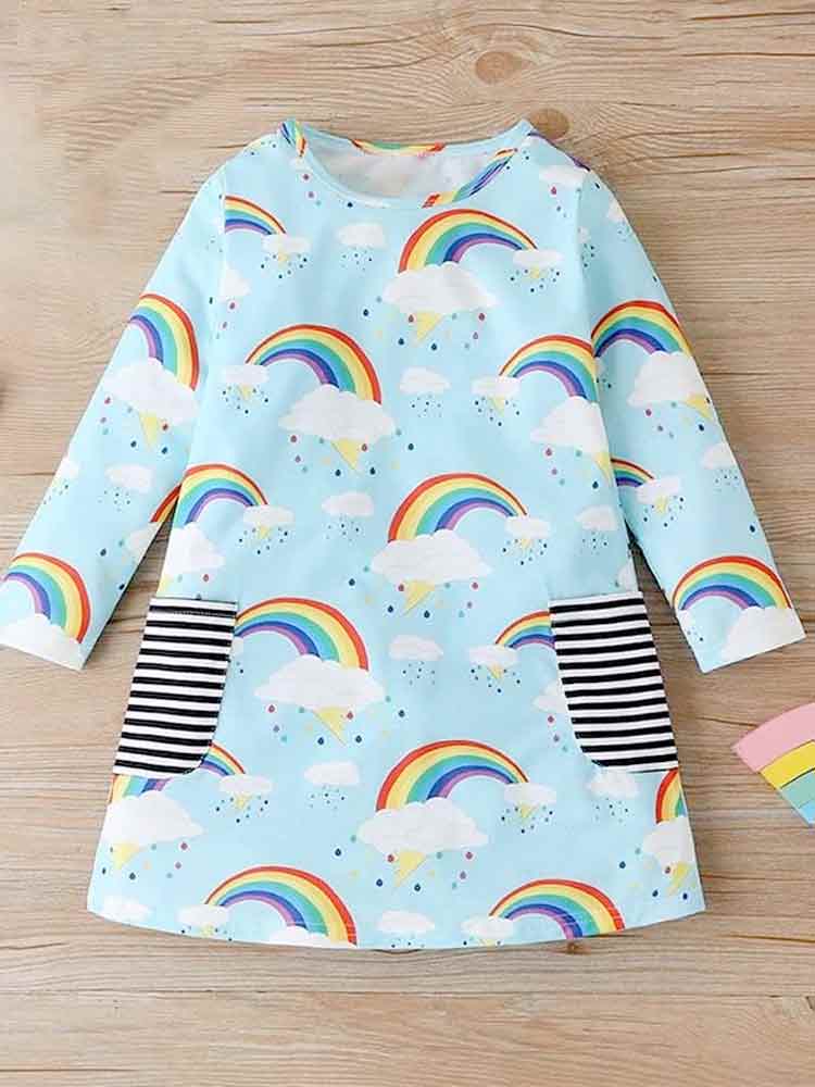 Rainbow Print Girls Dress | Style My Kid