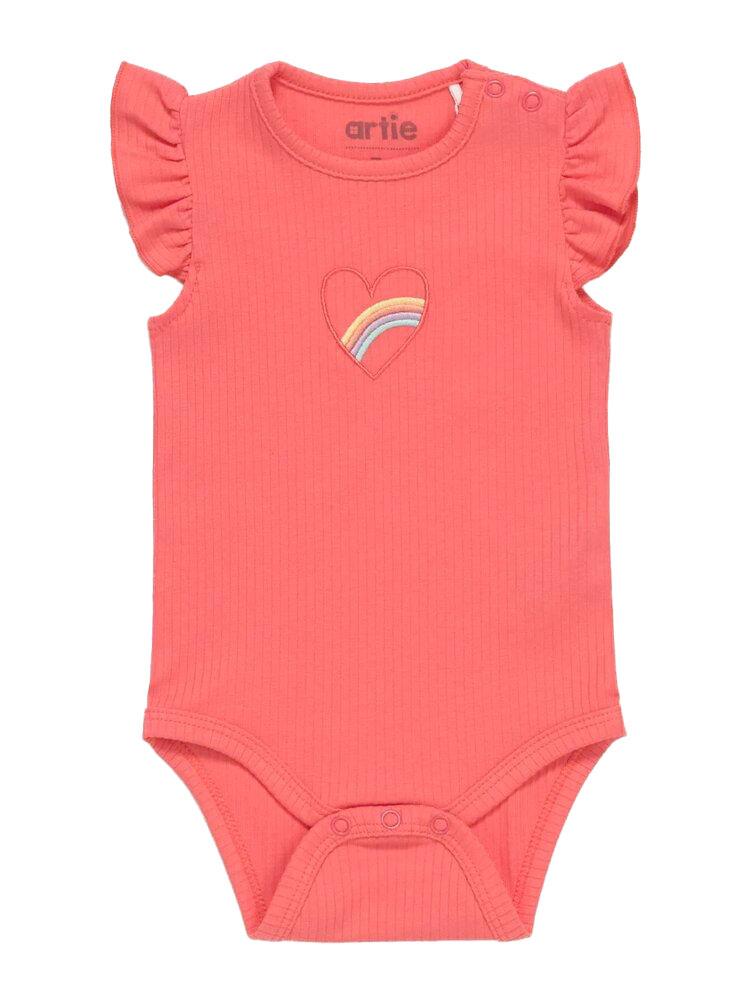 Artie-Bright Rainbow Baby Girl Frill Cap Sleeve Bodysuit 