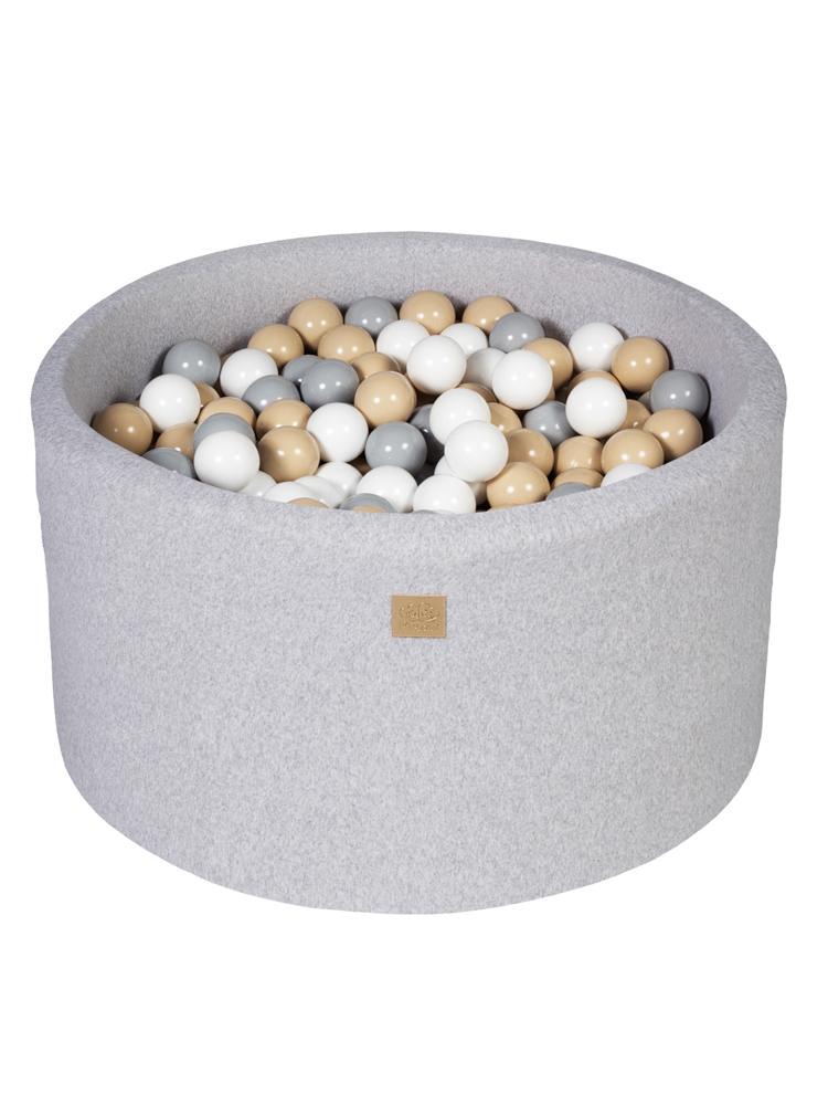 MeowBaby - Safari - Grey Round Foam Ball Pit Set with 250 Balls - Kids Ball Pool - 90cm Diameter | Style My Kid