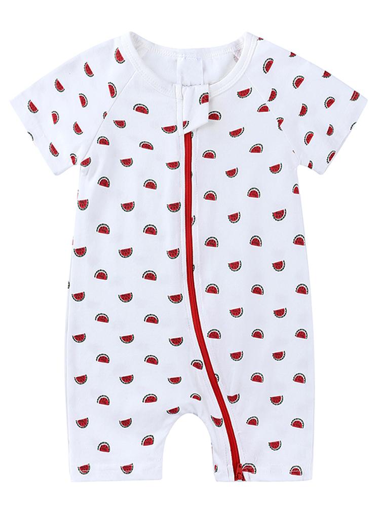 Baby Watermelons Zip Sleepsuit Romper - SHORT SLEEVED | Style My Kid