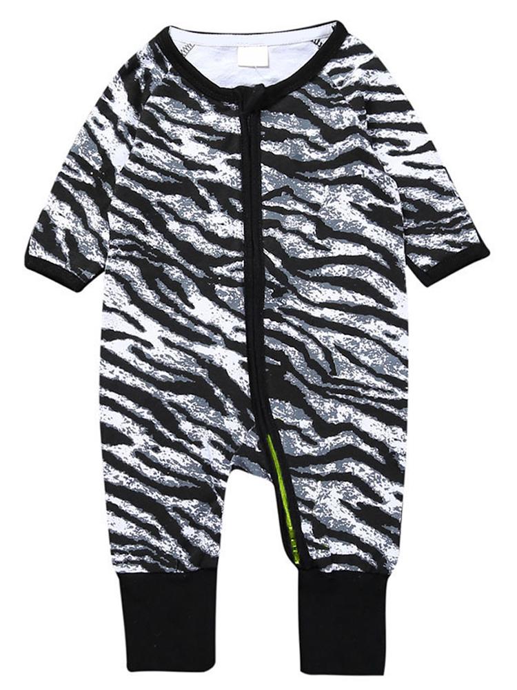 Zebra Print - Black and White Baby Zip Sleepsuit | Style My Kid