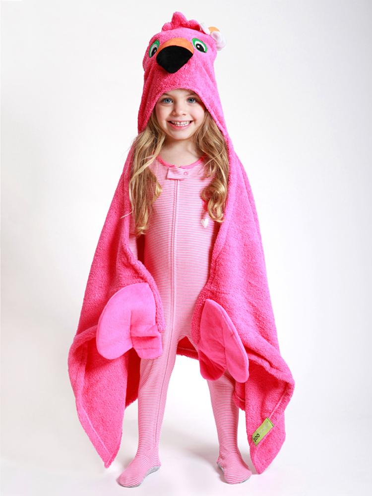 Zoocchini - Cotton Kids Hooded Towel - Franny the Flamingo | Style My Kid