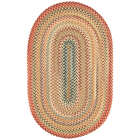 Orange Green Yellow 3' 1 x 5' 1 Hand Braided Jute Oval Rug