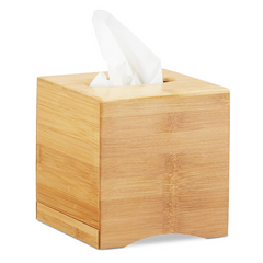 Relaxdays Square Bamboo Tissue Box Dispenser