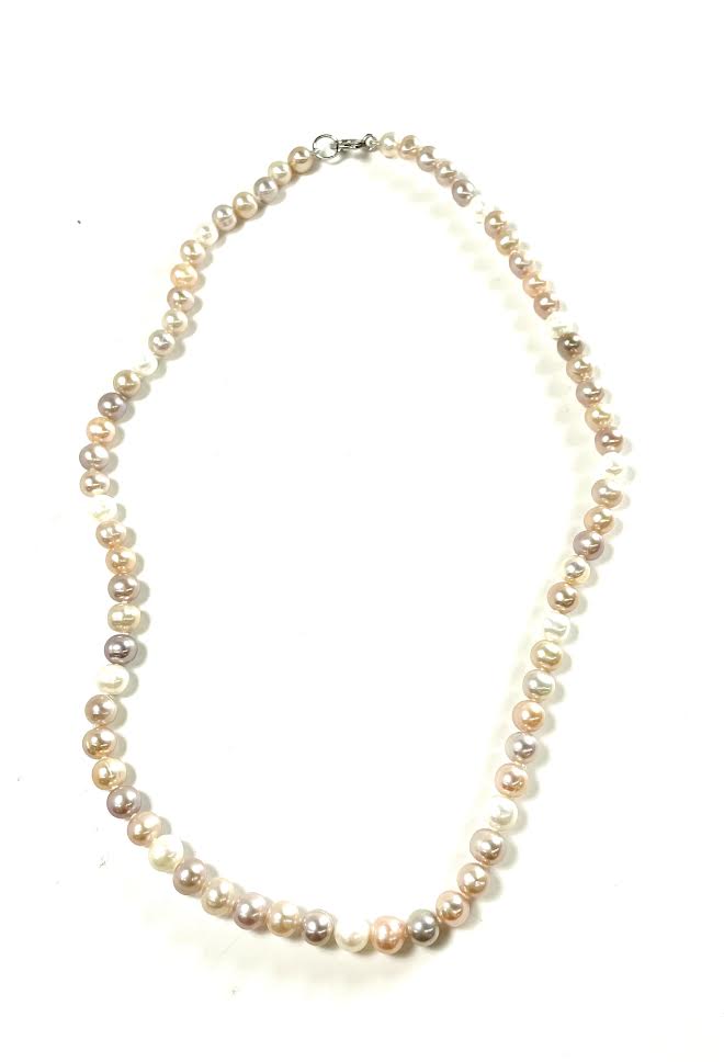 SS Pearl Pink Peach and White 6mm Necklace – Fire & Ice