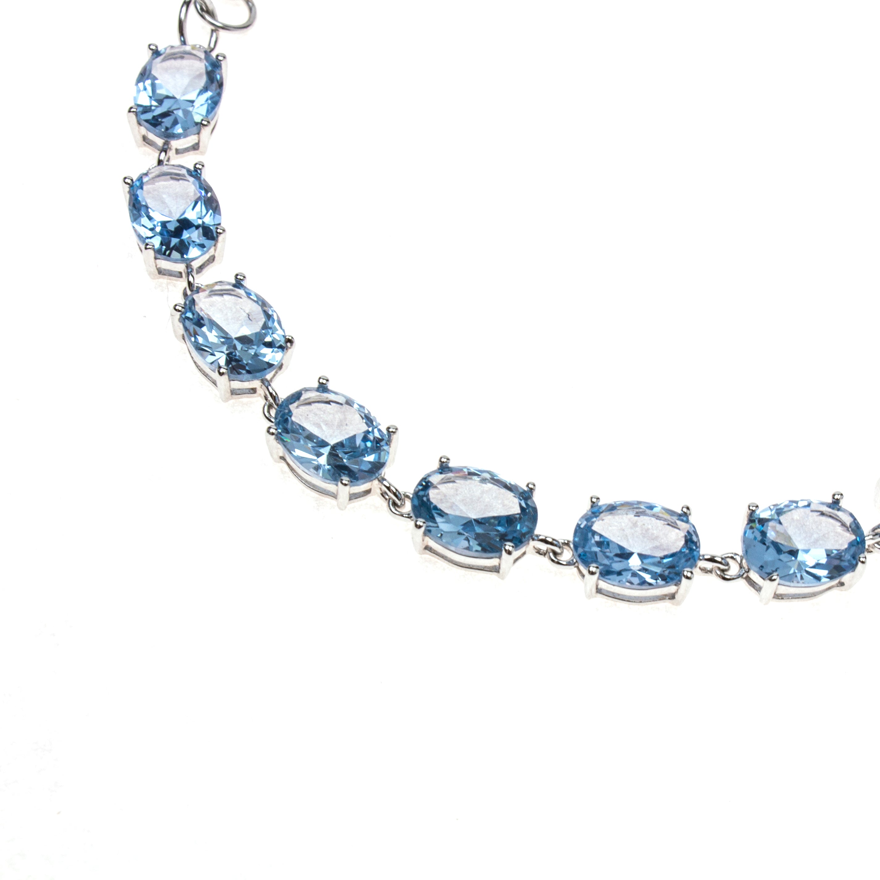 Sterling Silver Created Aquamarine Oval Link Bracelet – Fire & Ice