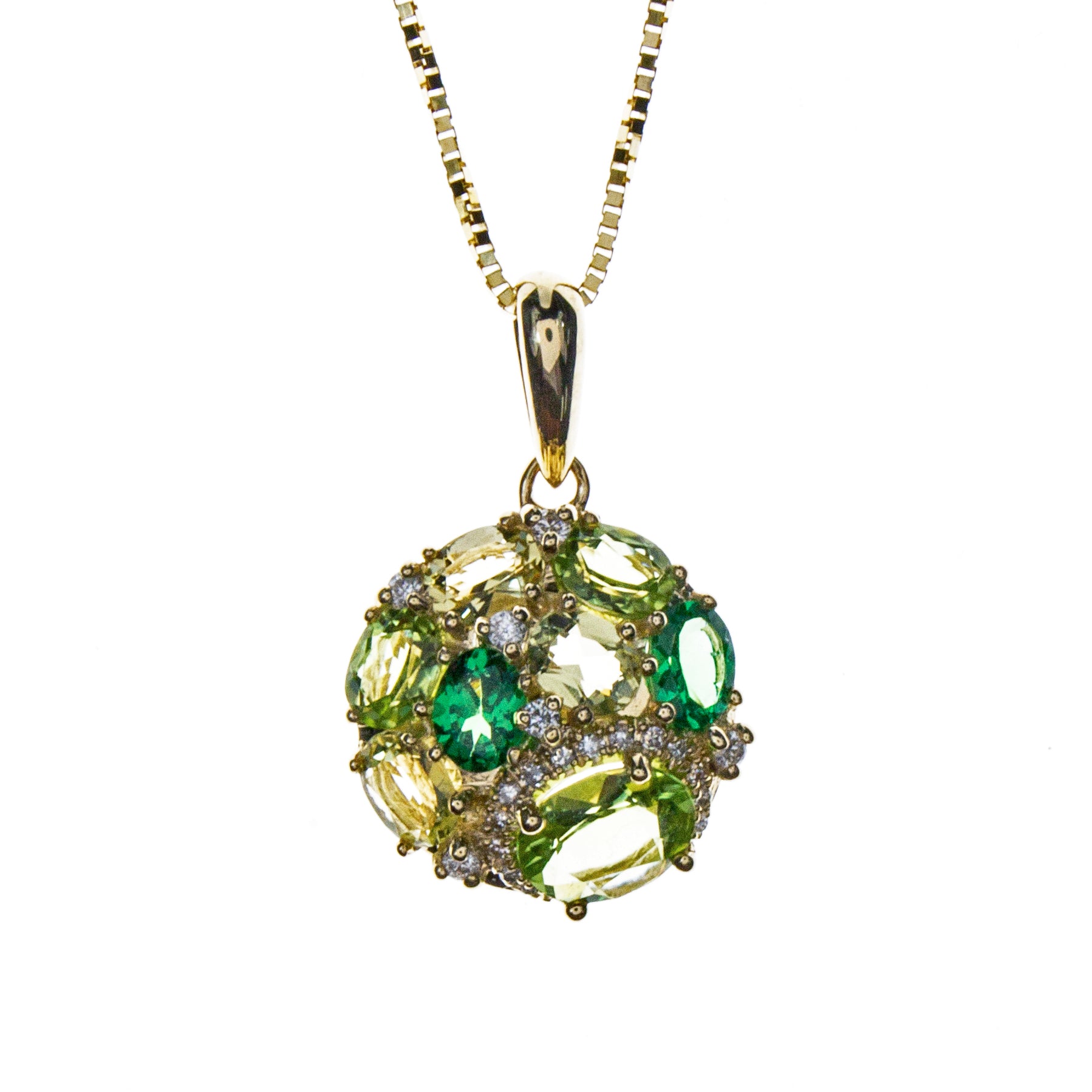 14K Yellow Gold Peridot Tsavorite Necklace – Fire & Ice