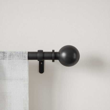 Blue Bloom Finial Extendable Double Curtain Rod Black 19MM
