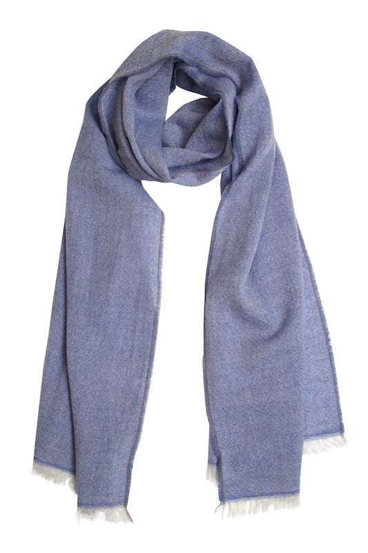 Light blue melange scarf in fine wool - Besos Scarves