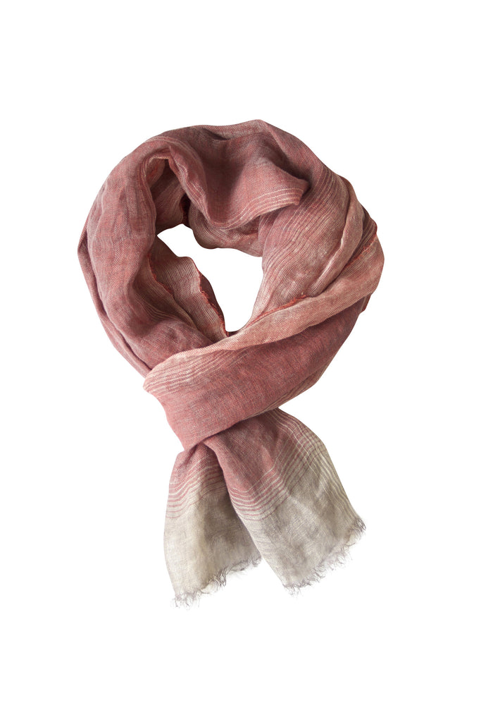 coral linen scarf