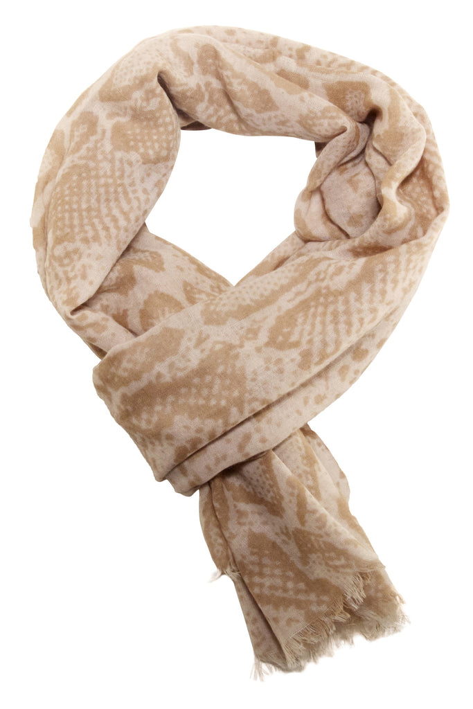 Stylish snake print scarf in beige - Besos Scarves