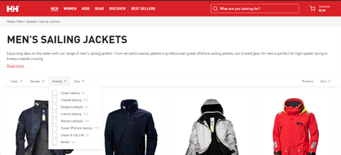 Helly Hansen Magento Category Page