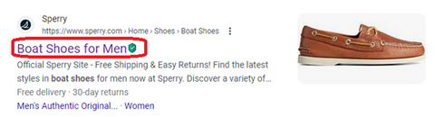 Sperry category page screenshot