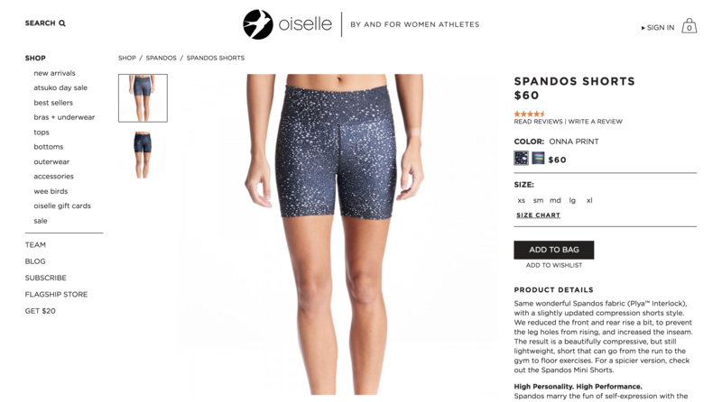 Oiselle Product Page