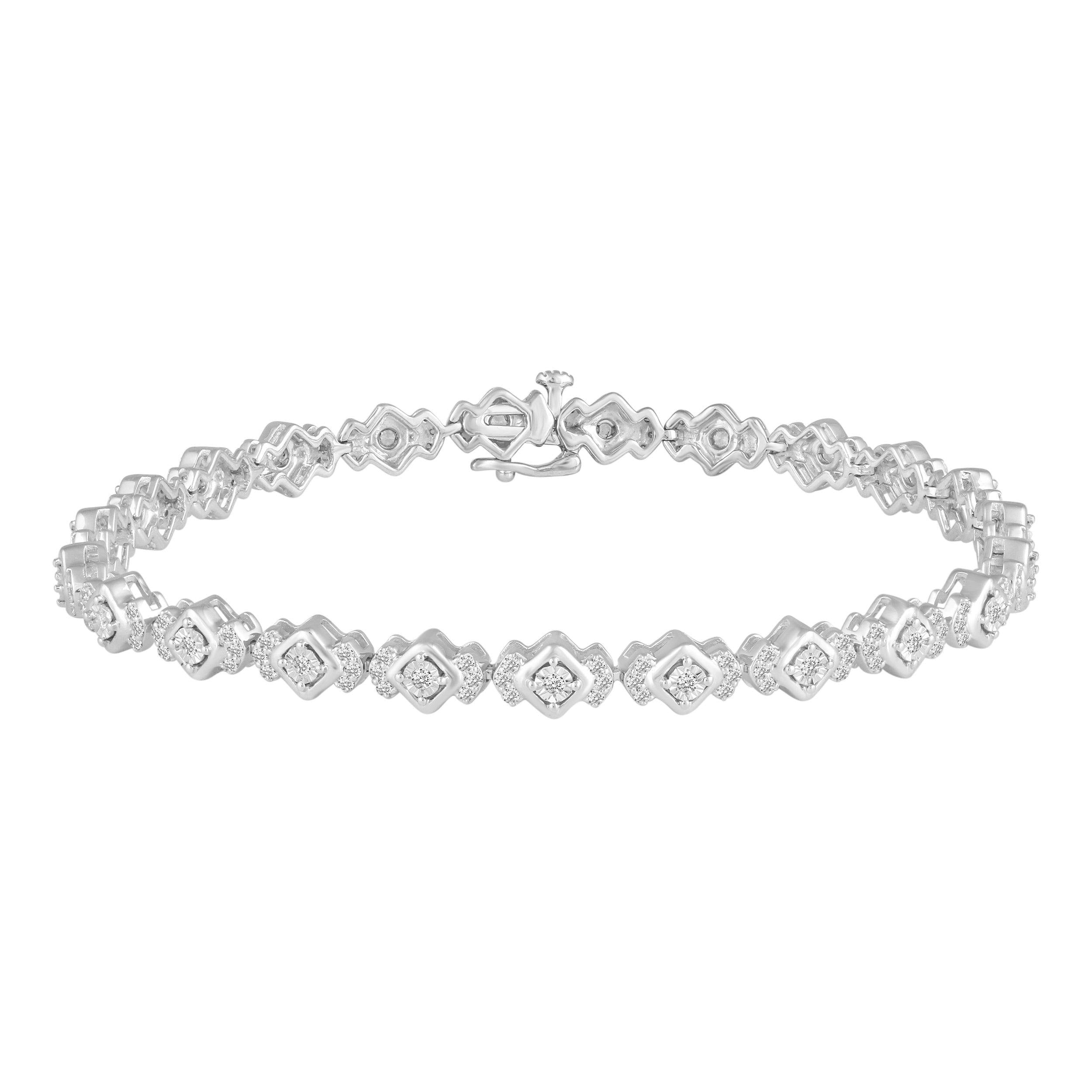 Gracie Silver Tennis Delicate Chain Bracelet in White Crystal | Kendra Scott