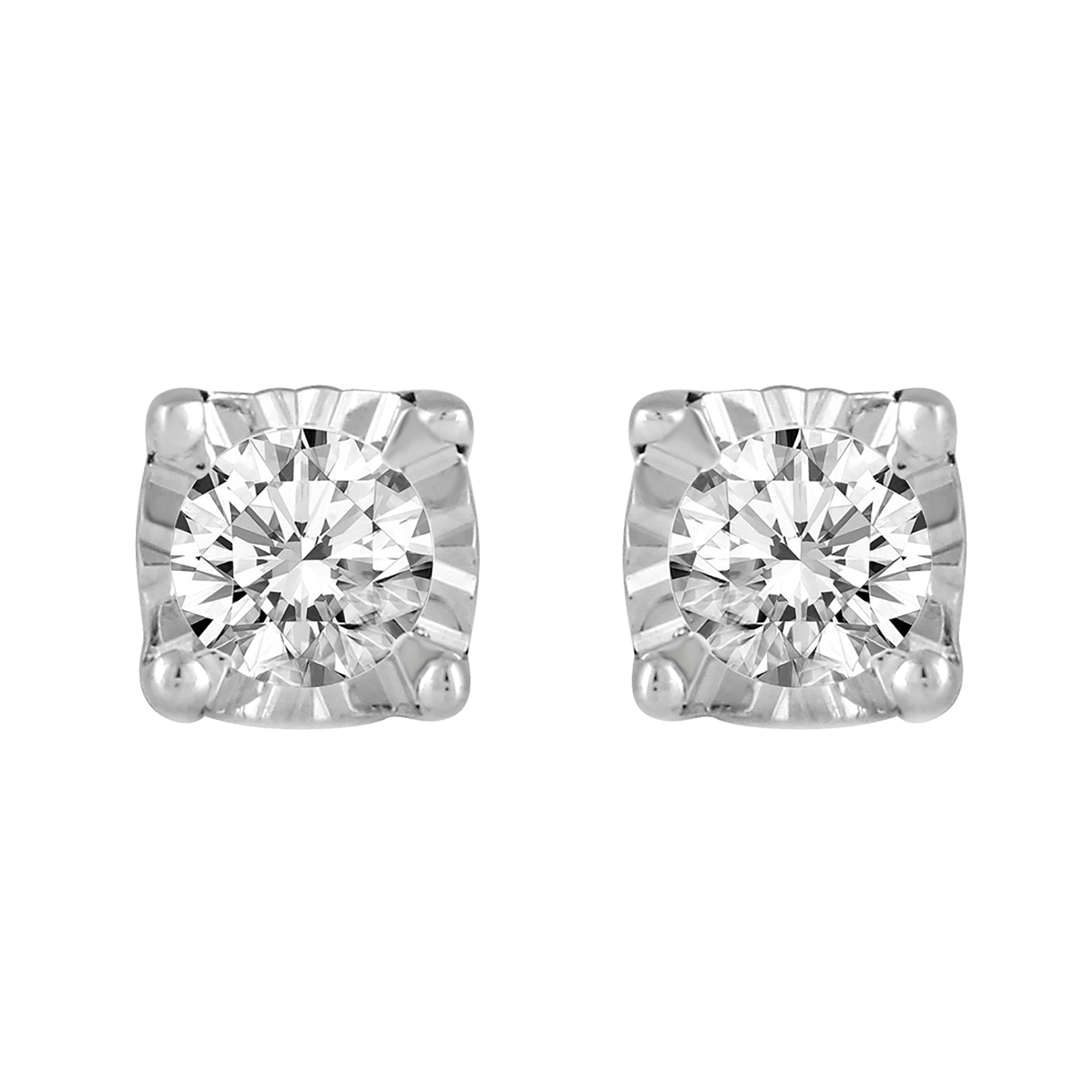 1/10ct TW to 1/4ct TW Natural Diamond Stud Earrings Set in Sterling Si ...