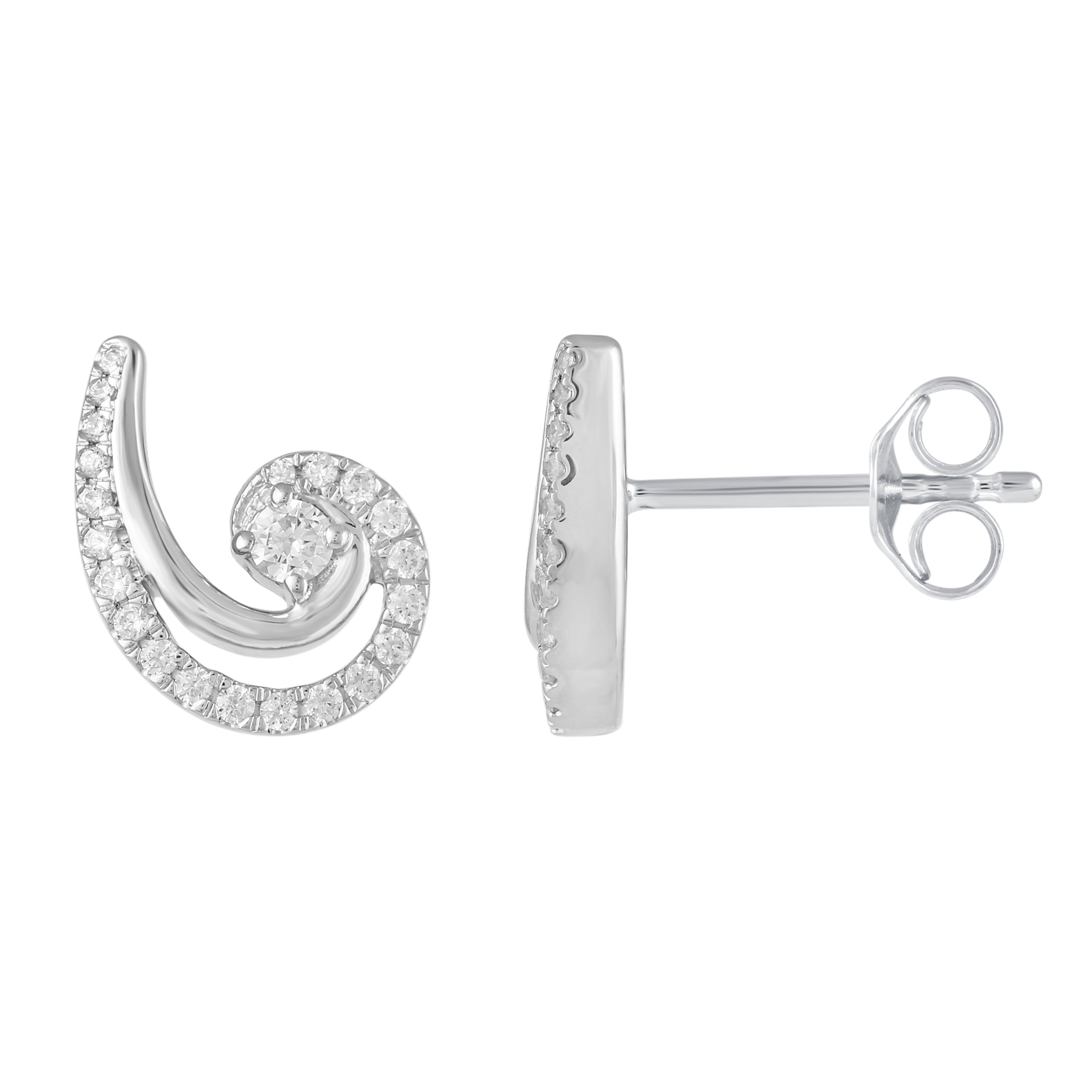 1/2 Ctw Diamond Dainty Hoop Earrings in 925 Sterling Silver