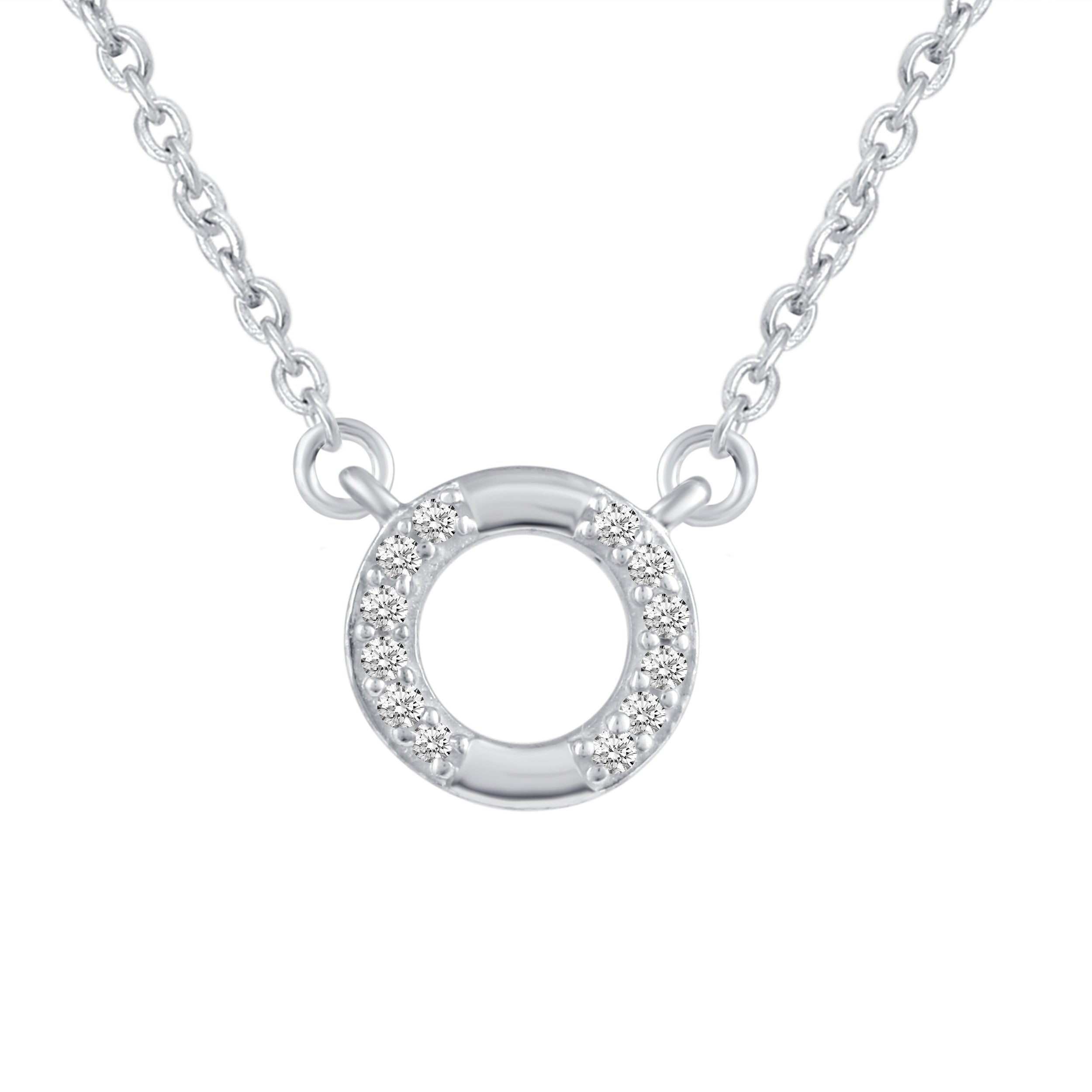 Silver circle shop diamond necklace