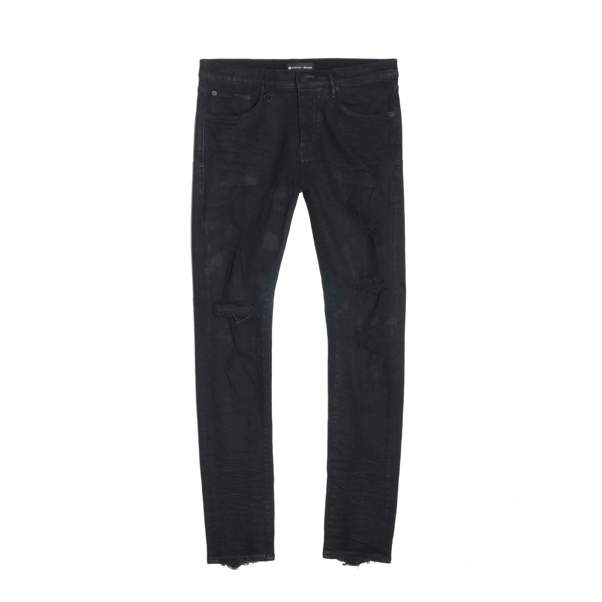 Purple Brand P002 Mid Rise Slim Jeans - Grey Granite Paint on Garmentory