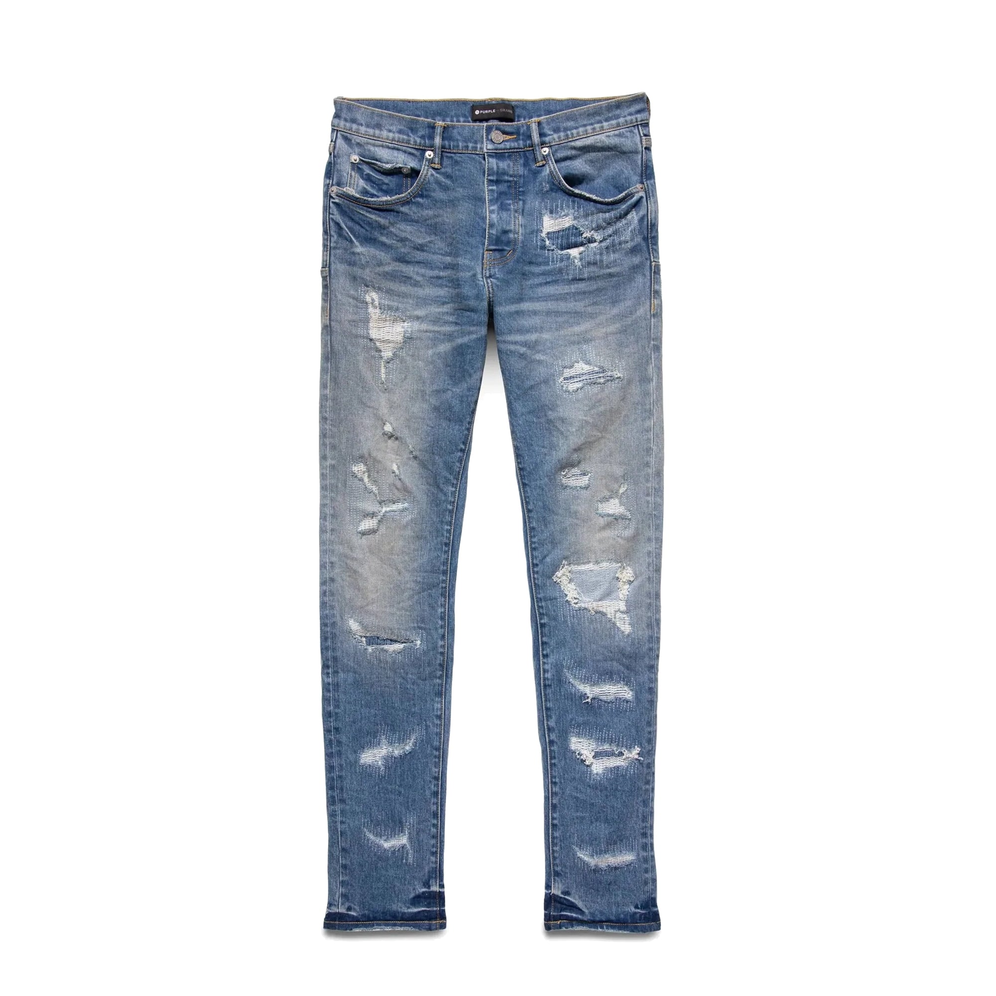 NWT PURPLE BRAND Indigo Oil Repair Skinny Jeans Size 33 $275