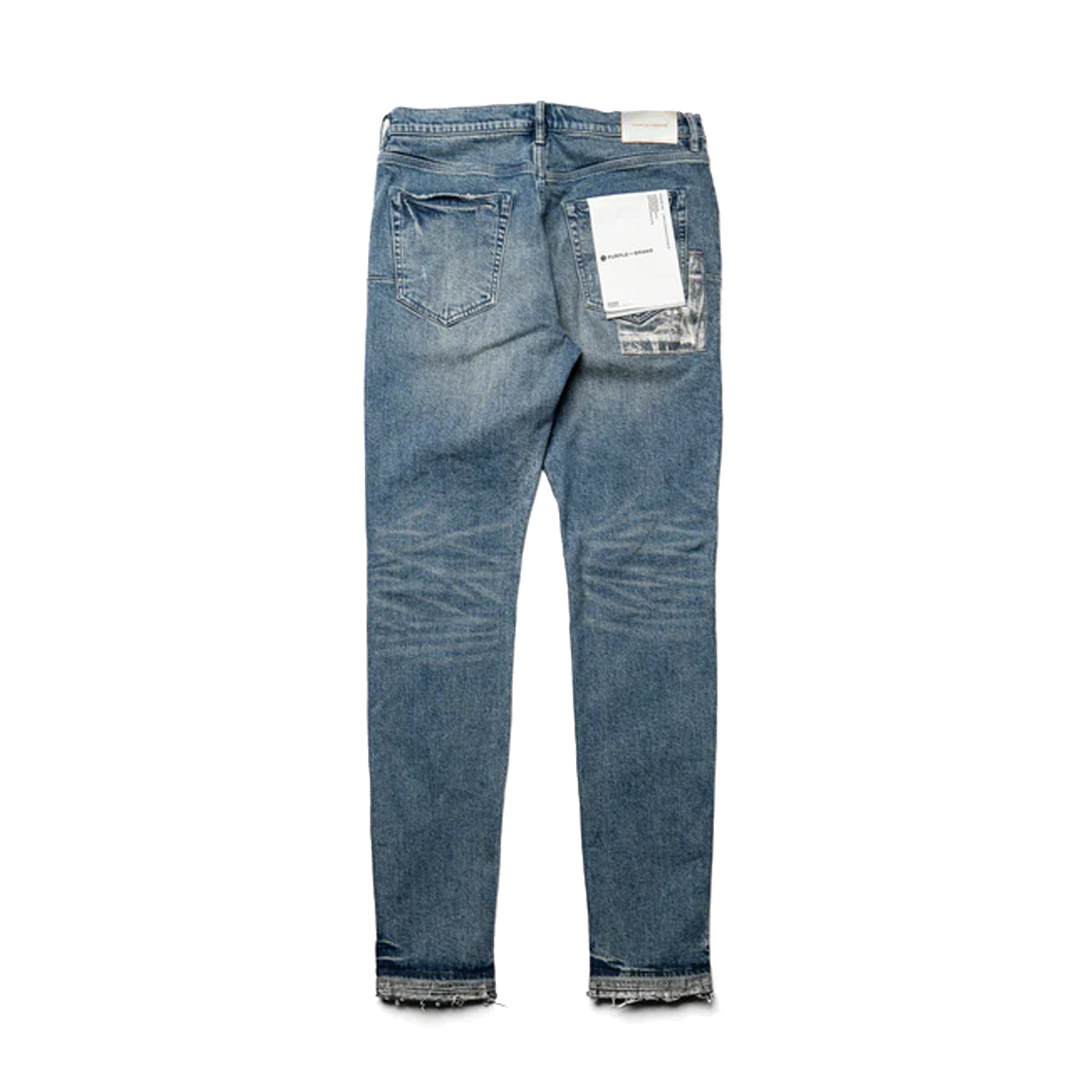 Purple Brand Mens Skinny Fit Jeans P001-LGSR422 Light Grey Stitch Patch  Repair